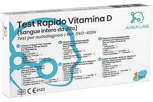 AREA LAB Test per la Valutazione della Vitamina D nel Sangue | Test Semi-Quantitativo Autodiagnosi Livello di Vitamina D | Risultati in 10 Minuti | Certificato CE | Registrato al Ministero della Salute