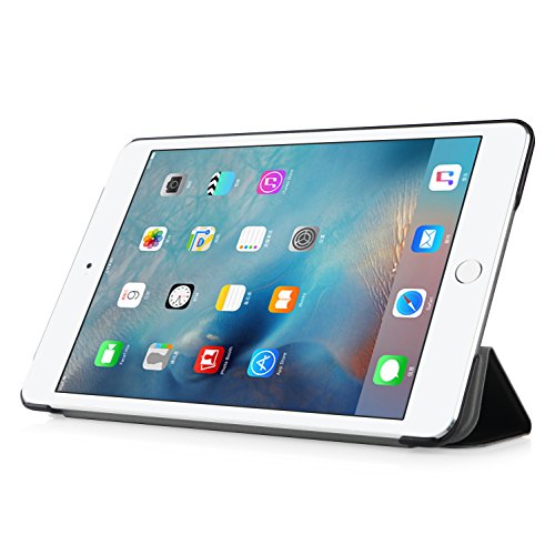 IHarbort® Apple Mini 4 Gehäuse – Multi-Winkel Smart Cover Halter Stand Leder Tasche für Apple iPad mini 4, Mit Schlaf / Wake Up Funktion (iPad mini 4, Schwarz) - 2