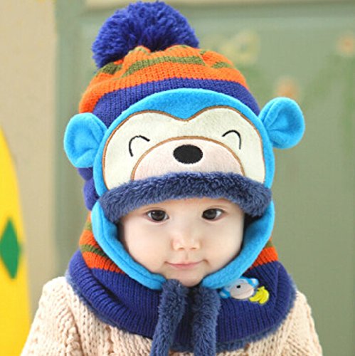 Baby Set 2 pcs baby hats scarves baby Winterset hats / scarves / baby kids winter hat warm winter hat and shawl 6months-4years Hat circumference: 46-52cm [Can i do best]