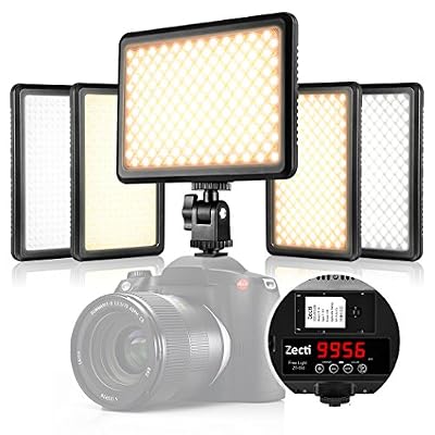 Zecti Lampe Vidéo Caméra Portable 4-en-1 216 LED, éclairage vidéo pour DSLR DV caméscope commutable entre la lumière douce et lumière directe, faisceau bas et poutre d'entraînement avec 3200-5500K