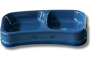 PARENCE.- Ciotola doppia 24x12x4 cm per cani di piccola taglia, gatti o roditori - Ciotola con 2 scomparti per cibo secco e acqua - Plastica leggera e resistente - Colore casuale