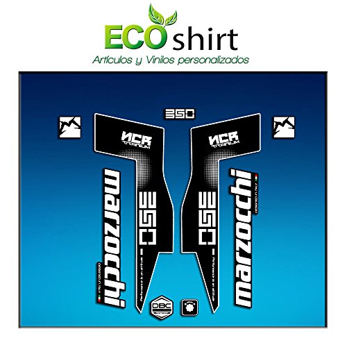 Ecoshirt EG-4SII-YTMK Autocollants Fork Marzocchi 350 NCR Titanium Am72 Autocollants Fourche Gabel Fourche Fourche Blanc