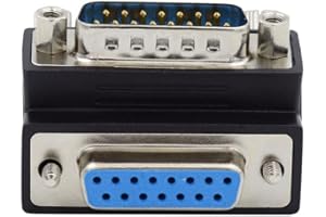 xiwai DB15 Serial Adapters D-SUB 15-pin RS232 D-subminiature Adapter Male to Female with Screw Nuts DB Connector Up 90 Degree Angled