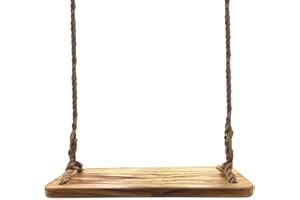 Aoneky Drewniana Huśtawka i Lina - Deska z Drewna Paulownia 60x20 cm, Lina Jutowa 3 m, Obciążenie 160 kg, dla Dorosłych, Wisząca Huśtawka Ogrodowa na Zewnątrz na Drzewo Patio Podwórko Ganek