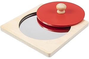 KFDDRN Montessori Mirror, Baby Mirror Button Puzzle Toys, okrągłe drewniane zabawki w formie geometrycznej Wczesne zabawki edukacyjne dla noworodków, dzieci, małych dzieci 6-12 miesięcy
