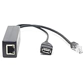 DSLRKIT Active PoE Splitter 48V to 5V 5.2V 2.4A USB TYPE A Female 802.3af for tablet