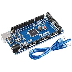 ELEGOO Mega 2560 R3 Tarjeta Mega 2560 Placa con Microcontrolador Basada en el ATmega2560 ATmega16U2 con USB Cable Azul Versión Compatible con Arduino Mega Kit