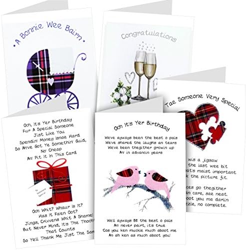 Embroidered Originals Wee Wishes "Wedding, Birthday Poem, Lovey Dovey, Friend Birthday and Baby Unisex" Handmade Greeting Card (Pack of 5)