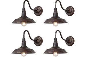 Moddeny 4 PACK Applique da parete in ferro vintage Retro IP54 Impermeabile Lampada da parete per esterni Montaggio a parete Bronzo a collo d'oca Applique da parete per portico Garage Patio Porta