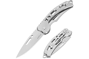 AuRiver 2 Pezzi Piccolo Coltello Pieghevole, Coltello tascabile, coltello tascabile con coltello pieghevole, Mini EDC Outdoor coltello a due mani per l'esterno, il campeggio, sopravvivenza (Argento)