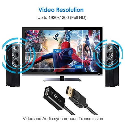 DisplayPort auf HDMI, Rankie Vergoldet DP / DisplayPort to HDMI Kabel HDTV Adapter Konverter Male to Female mit Audio (Schwarz) – R1140 - 4