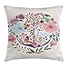 Produktbild Nautical Throw Pillow Cushion Cover, Nautical and Floral Design Anchor Flowers Watercolor Bouquet Marine Theme, Decorative Square Accent Pillow Case, 18 X 18 inches, White Pink Green