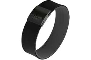 Power Ionics Turmalin Silikon Armband Herren Unisex Sportarmband für Energieausgleich, Black/Gray Silicone Band, 13 cm - 21 cm, Gold-, Silver- & Black Buckle