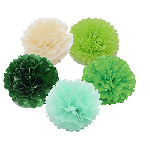 Freedom-vp Papier Pompom 10er 20cm/25cm Mixed DIY Papier Blumen PomPoms Zum Aufhängen Seidenpapier schöne Dekor für Geburtstag Hochzeitsfest Basteln Babyshower Dekoration Feier Party Baby-Duschen Brautduschen Wohnungdeko (Farbe-4)