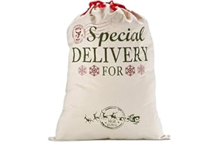 SKYOCEAN Navidad regalo Bolsas santa Sacos Personalizadas con Cordón rojo, Extra Grande 39.4" X 27.6" para Decoraciones de adornos y festivos (Extra Grande)