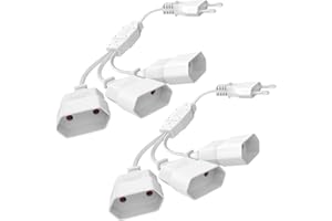 KEAGAR Prolongador de enchufe Euro, alargador de enchufe Euro Euro, alargador de cable de alimentación plana, alargador de enchufe plano, alargador plano de 5 cm, divisor de enchufe euro, 2 piezas, color
