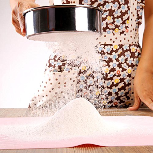 ilauke DIY Silikonpad Teigmatte 50*40cm mit Größe Zeichnen und Teigroller Rolling Pin 33cm Ausrollstab Silikon-Arbeitsmatte Fondant ausrollen Tortendeko Ausstecher Ausstechform Modellierwerkzeug (set rosa) - 9