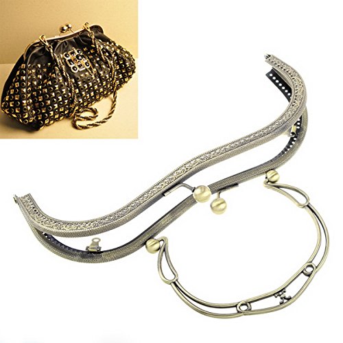 HOUSWEETY 1 Bronzefarben Taschenrahmen Taschenbuegel Verschluss Griff 20x16cm