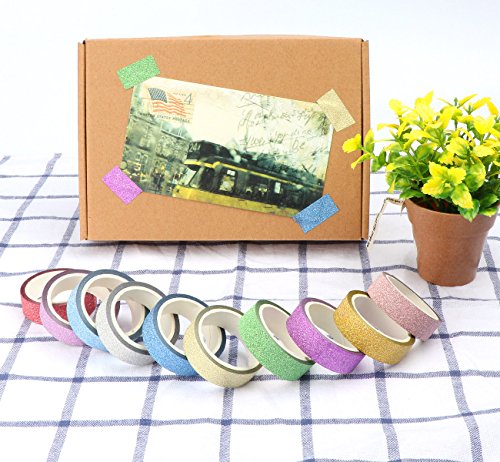 ilauke 10x Dekorative Regenbogen Klebeband Papier Washi Dekoband Masking Maskierung DIY Tape Sticky Kleber Scrapbooking - 5