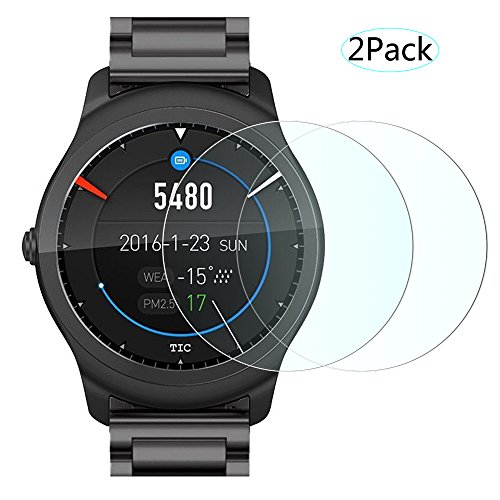 Preisvergleich Produktbild Logity ticwatch 2 Displayschutzfolie [gehärtetem Glas] mit einzigartige [oleophobe Beschichtung Technologie] und [Scratch Resist], 9H Härte und Bubble Free Installation – 3 Pack