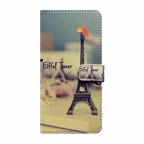 iPhone 6/6S Hülle Handytasche, MUTOUREN 2 in 1 Zubehör für iPhone 6/6S (4.7 Zoll) Slim PU Tasche Klapp Flip Folding Magnetisch PU Leder Flip Cover Tasche mit Kartensteckplatz Brieftasche Hinterschale Kartenschlitz + Metall Stift Stylus – Eiffelturm - 3