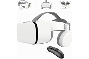 LONGLU VR-Set Virtual Reality VR für Telefon, kabelloses Bluetooth-VR-Headset VR-Brille 110 ° FOV, unterstützt 4,7-6,2-Zoll-Handy, kompatibel für Android iOS iPhone 13 12 11 Pro Mini X R S (Weiß)