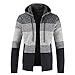 Produktbild Oliviavan,Herren Herbst Winter Packwork Hooded Zipper Jacke Strickjacke Langarm Mantel Baumwolle Business Kleidung Mantel Warm Winter dick Jacke