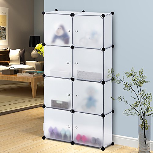 Songmics Regalsystem Aufbewahrung Badregale Kleiderschrank Schuhregal Sideboard Kommode Kapazität Aufbewahrungsbox 450L Weiß 112 x 112 x 37 cm LPC116W - 2