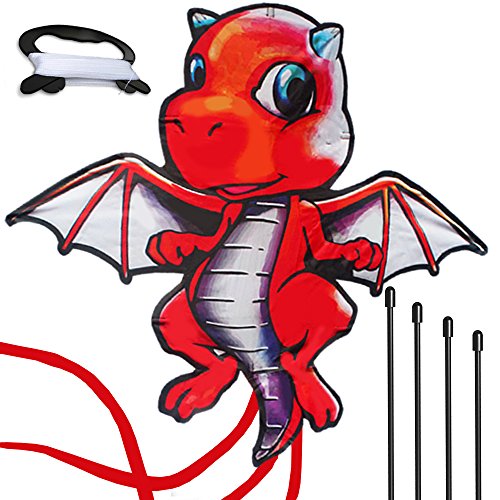 Baby Dragon Kite: Best 3D Kite Animal for Kids - Ideal Kites for Kids Who Love the Great Outdoors - Perfect Kids Kites for the Beach and Park - Easy Flyer Kite for Kids and Adults