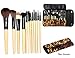 Uzza Foundation Brush Set Kit - 12 Pieces Premium Cosmetic Makeup Brush Set - Foundation Eye Shadow Blush Concealer Brush Cosmetic Tool Kit Set Brush With Bag (Brown)