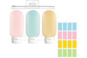 MOJOTIC 3 Stück Reiseflaschen Zum Befüllen,Shampoo Flaschen Zum Befüllen,Reiseset,Reiseflaschen,Silikon Reiseflaschen 60ml Set,mit 16 Aufkleber zum Befüllen Shampoo Körperpflege Creme Lotion