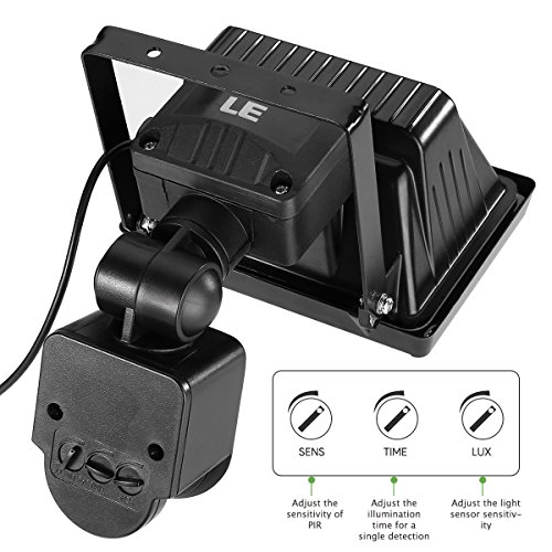 LE Solarfluter, Solarleuchte mit Bewegungsmelder 6000K Kaltweiß Solar betrieb Flutlicht IP65 wasserdicht Strahler mit Solarzelle ideal für Veranda Garten Garagenhof Aussenbeleuchtung - 5