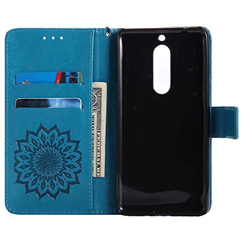 Nokia 5 H  lle  Dfly Premium Slim PU Leder Mandala Blume Pr  gung Muster Flip H  lle Bookstyle Stand Slot Schutzh  lle Tasche Wallet Case f  r Nokia 5