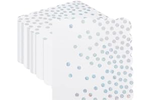 CEILIWEN 50PCS Silver Polka Dot Party Napkins, 32x32cm White & Silver Scalloped Edge Serviettes for Wedding, Birthday, Anniversaries, Christmas & Special Events