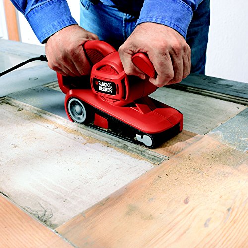 Black + Decker 720W Bandschleifer, automatische Schleifbandzentrierung, Staubfangsack, einfache Bandmontage, KA86 - 4
