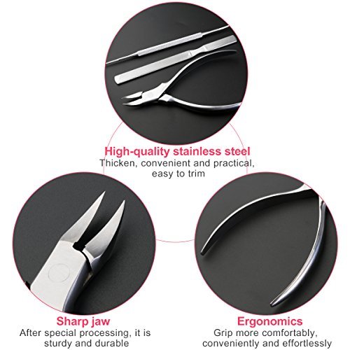 ROSENICE Nagelzange Fußnagel Werkzeuge aus Edelstahl Für Fußnägel und Eingewachsene Zehennägeln 3 teiliges