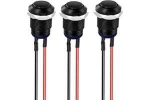 Gebildet 3pièces Précâblé IP65 Etanche Bouton Poussoir Verrouillage Autobloquant en Alliage D'aluminium Bouton Poussoir Marche/arrêt 12mm 2A 12V/24V/125V/250VAC (tête Haute)