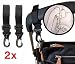 2x Black Adjustable Pram Clips BUGGY BAG HOOKS/Clips Fit Bugaboo, Phil+Teds,Quinny