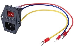 3Dman 15A 250V Rocker Switch On/Off Power Socket Inlet Module Plug 10A Fuse Switch with 18 AWG Wiring 3 Pin IEC320 C14