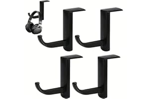 MAIXIANGGUOJI Headphone Hook, Self-Adhesive Headphone Monitor Stand Holder, Universal Headset Hanger for Most General Purpose Game Earphone (Black, 4 Pcs)
