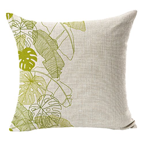 JTC Kissenbezug Deko Kissen Kissenhülle Kissenüberzug mit Schmetterling und Wald Muster (Grünes Blatt)