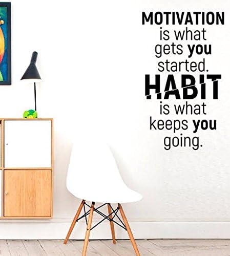 Motivation is what gets you started.Habit is what keeps you going.- Workout Sport Fitness Gym Motivation Live Life Family Together Kids Funny Quote Wall stikers, Inspirational quote, motivation decal wall Quote decal Stickers wall art ,Family Fun Quote Love Home