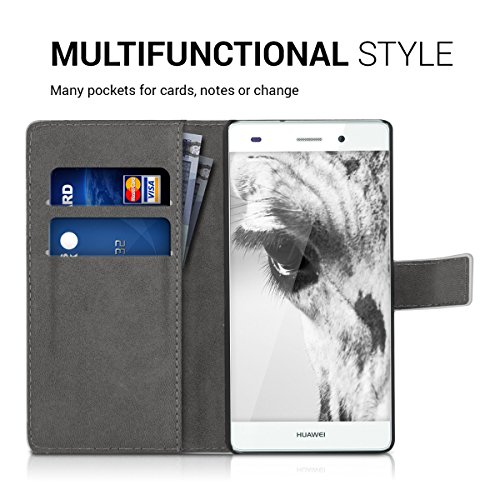 kwmobile Funda para Huawei P8 Lite  2015  - Carcasa de  Cuero sint  tico  con dise  o de Jirafa - Case con  Tarjetero 