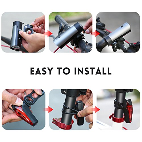 LED Fahrradbeleuchtung, AQV Premium Qualität Fahrradlampe LED Fahrrad Licht Set, 380 Lumen Fahrrad Lichter Installationssatz, LED Frontlicht & Rücklicht Camping und täglichen Gebrauch - 7