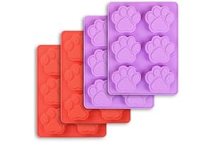 Cozihom Moldes de silicona para patas de perro, de grado alimenticio, para chocolate, dulces, pudín, gelatina, golosinas para perros. 4 piezas