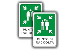 YUNTARDA 2pz Cartello Punto di Raccolta, 30X20cm Cartello di emergenza e sicurezza in alluminio metallo