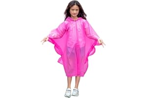 flintronic Poncho De Lluvia Para Niños, Poncho Impermeable Suficiente Espacio Mochilas Niños Niñas, Ligero Reutilizable, Eva Chubasquero Con Capucha Y Botones Para Escuela Senderismo Ciclismo Viajes