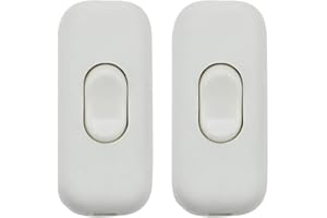 LBSAMP Schnurzwischenschalter 2 Stück Lampen-Schalter Inline ON/OFF Tisch Schreibtischlampe Kabel Schalter für 2- und 3-adrige Kabel 6A 250V Matt Weiß