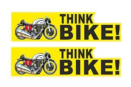 Sticar-it Ltd 2 pcs Koolart design for Retro Cafe Racer Style Motorcycle motif THINK BIKE Vinyl Car Sticker decal 150x40mm approx. each