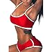 Produktbild Amlaiworld Damen Sommer Sport Kurz Tanktop Hosen Eng Bunt Strand Shorts Fitness BH Yogahosen Mädchen Weste Jogginghose Elegant Freizeit Dehnbar Trainingsanzug (L, Red)